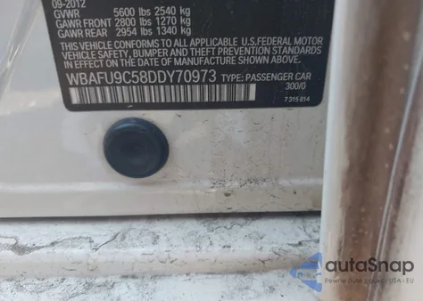 2013 BMW 550I xDrive из США, поврежденный, VIN WBAFU9C58DDY70973